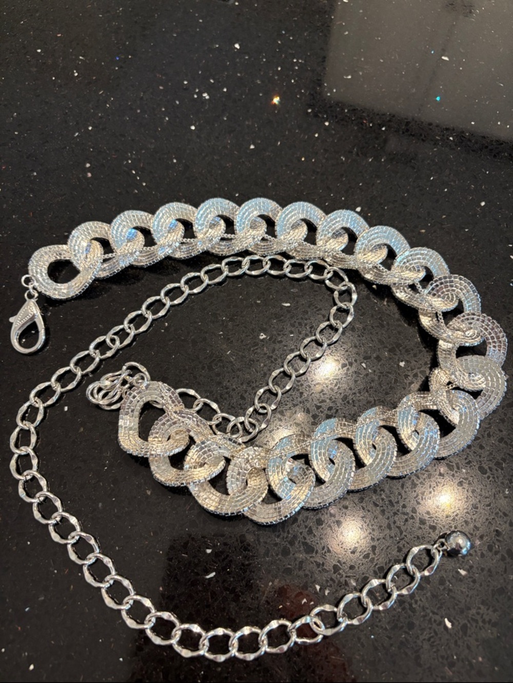 *Silver Rhinestones Crystal Pave Chain Link Adjustable Belt Sparkly BOHO GLAM - Picture 7 of 7